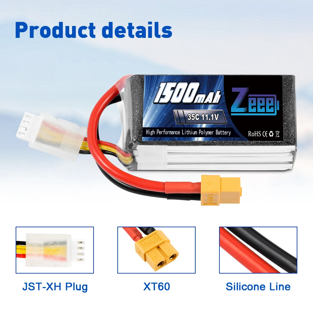 Zeee 11,1 V 1500mAh 35C 3S Lipo батарея с XT60 штепсельной вилкой софткейс RC зарядное устройство для RC Quad Drone RC автомобиль грузовик самолет FPV