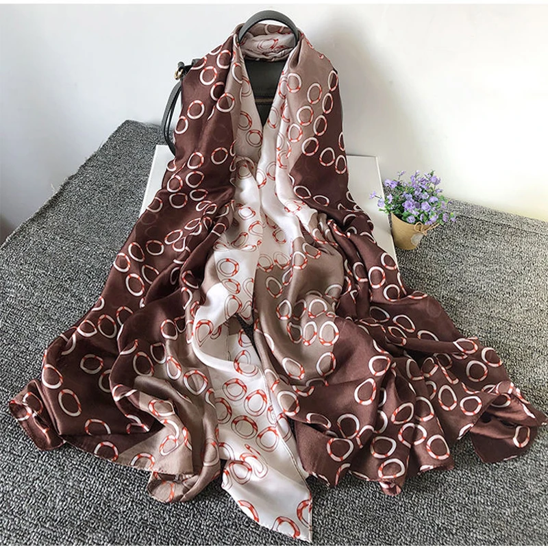 Шелковистый носовой платок шарф палантин для весны лета тонкий стиль унисекс