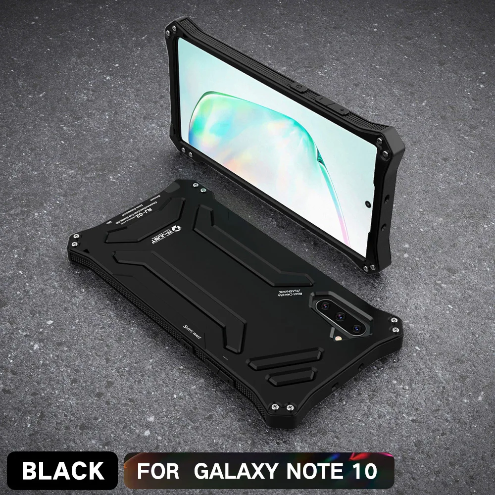 Защитный чехол 360 для Samsung Galaxy Note10 Plus note 9 s10 Plus 5G, металлический алюминиевый чехол, противоударный чехол - Цвет: black