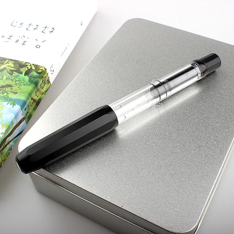 

NEW Metal Piston Dropper Fountain Pen Fully Transparent F/EF Nib Converter Large-Capacity Ink Storing Fashion Gift Pen