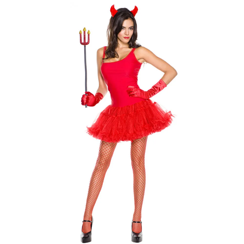 

Halloween Devil Costumes for Women Adult Demon Evil Witch Spellcaster Costume Red Sexy Devil Costume Role Play Fancy Dress