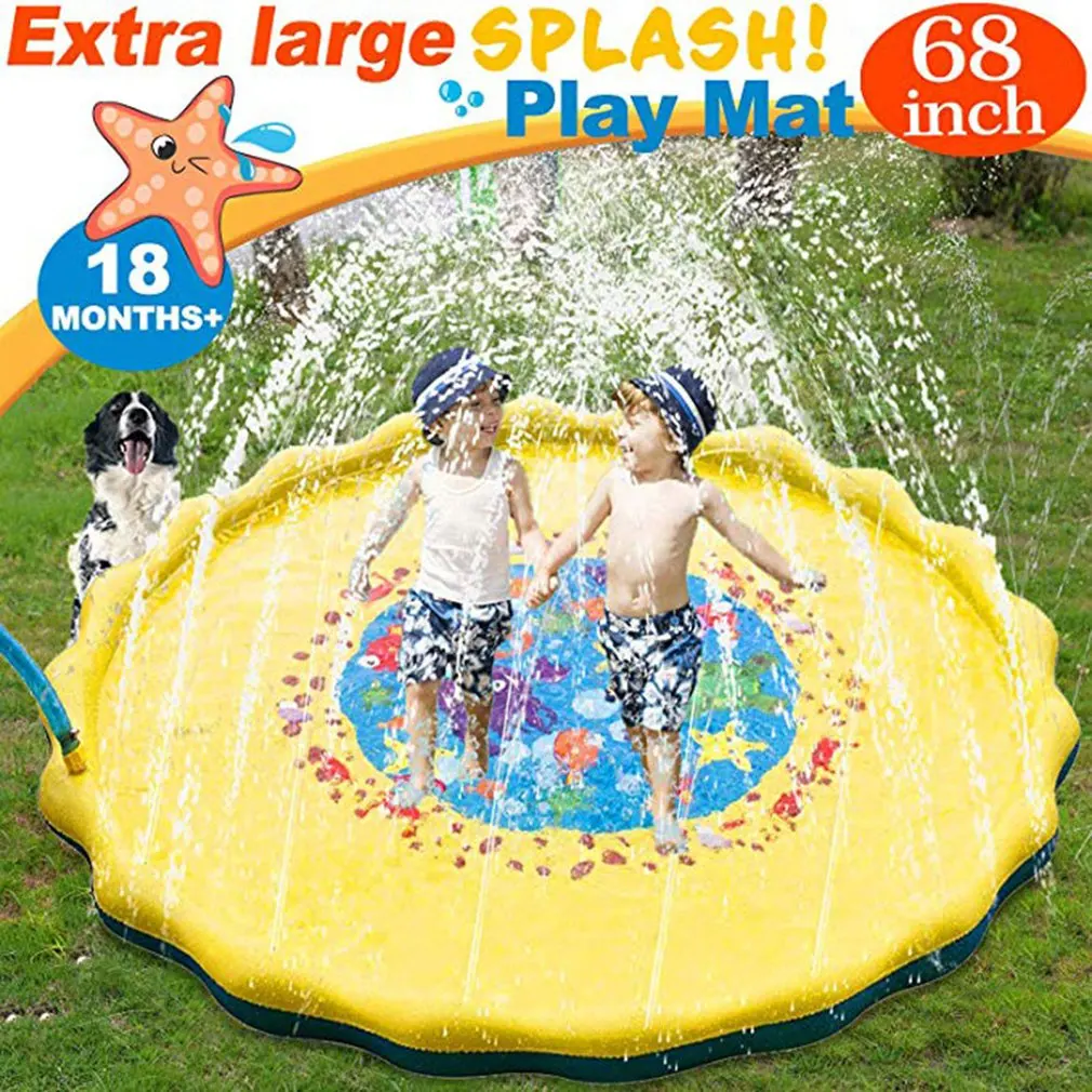 

100/170cm Kids Inflatable Water Spray Pad Round Water Splash Play Pool Playing Sprinkler Mat Yard Outdoor Fun PVC Swimming Pools