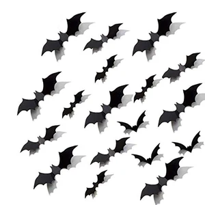 36 шт., черные 3D ПВХ наклейки на стену, домашний декор, для вечеринки, для детской комнаты, для гостиной, наклейки на стену, сделай сам, украшение на Хэллоуин, наклейка