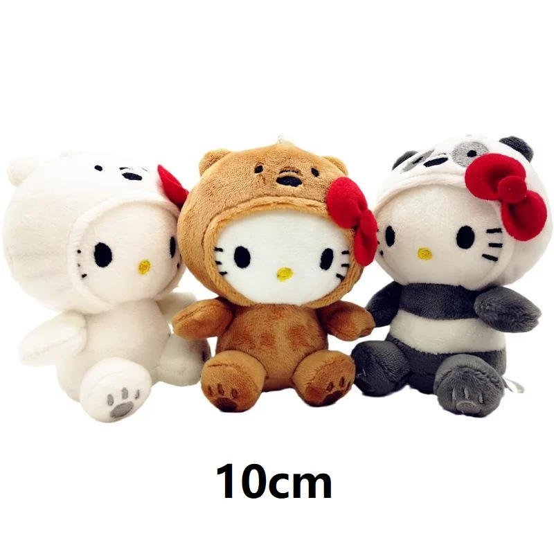 10 см Kawaii аниме плюшевая игрушка Bow Kitty KT COS коричневый медведь белый панда