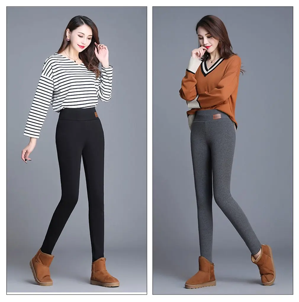 

Black Warm Pants Winter Skinny Thick Velvet Wool Fleece Girls Leggings Women Trousers Lambskin Cashmere Pants For Women Leggings