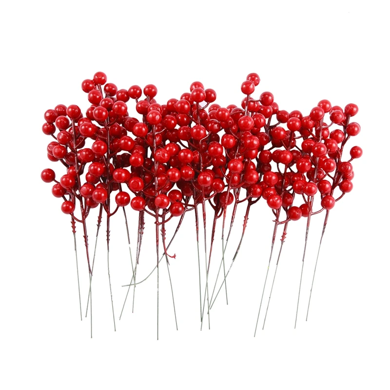 

20 Pack 8inch Artificial Christmas Red Berries Stems for Christmas Tree Ornaments,DIY Xmas Wreath,Holiday and Home Decor
