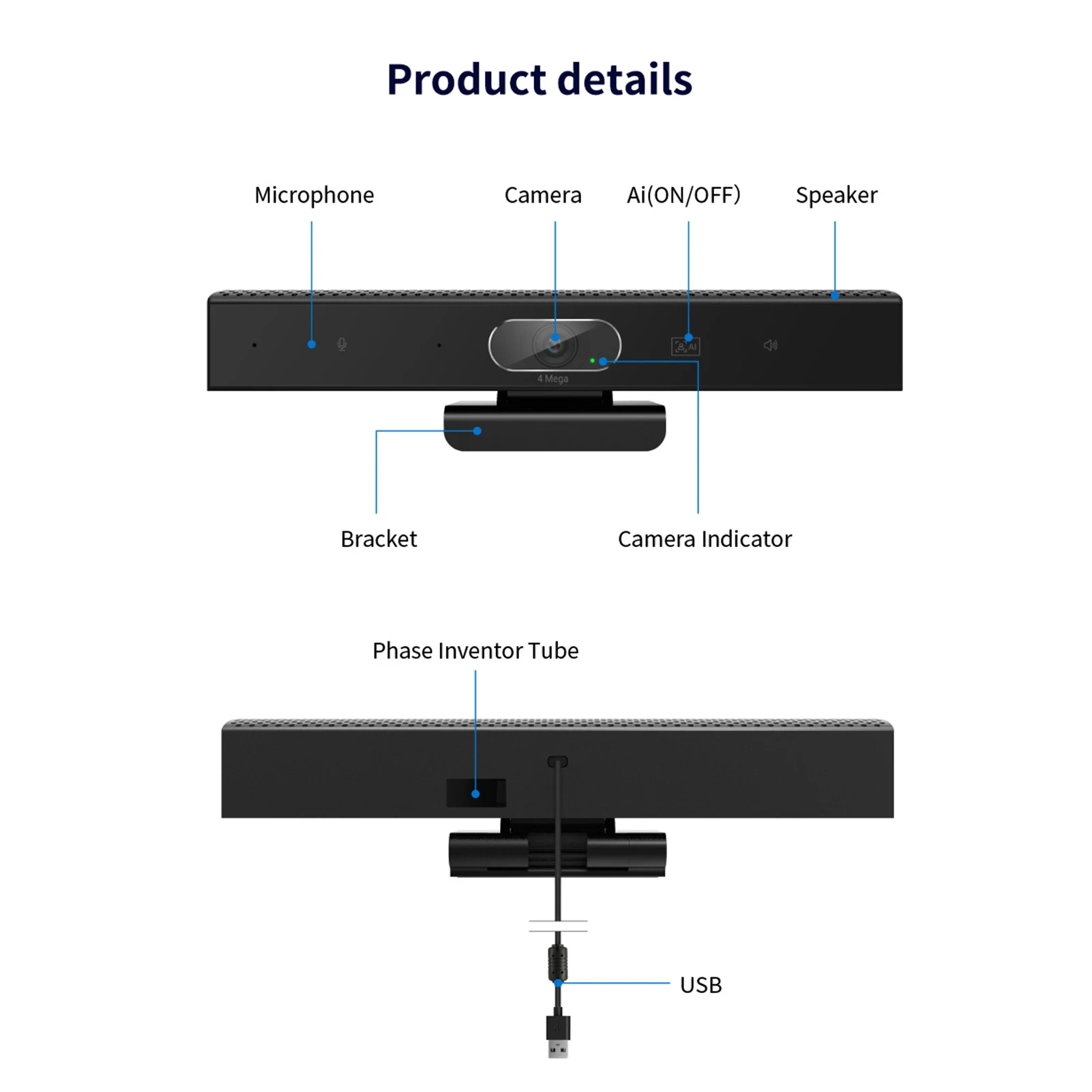 Aibecy 2K USB веб-камера 3 в 1 HD видео конференц-Камера с микрофоном и Динамик AI функции