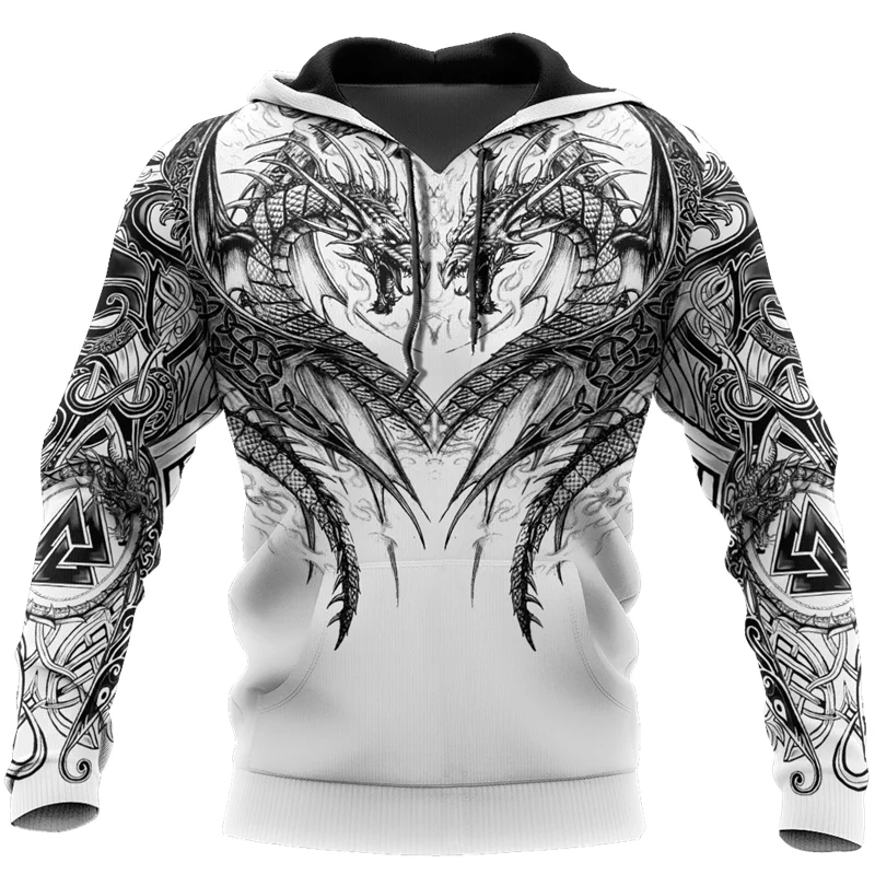 

The latest Viking tattoo dragon 3D printed Hoodie autumn men's Unisex zipper Hoodie casual Street Sweatshirt