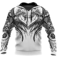 the latest viking tattoo dragon 3d printed hoodie autumn mens unisex zipper hoodie casual street sweatshirt