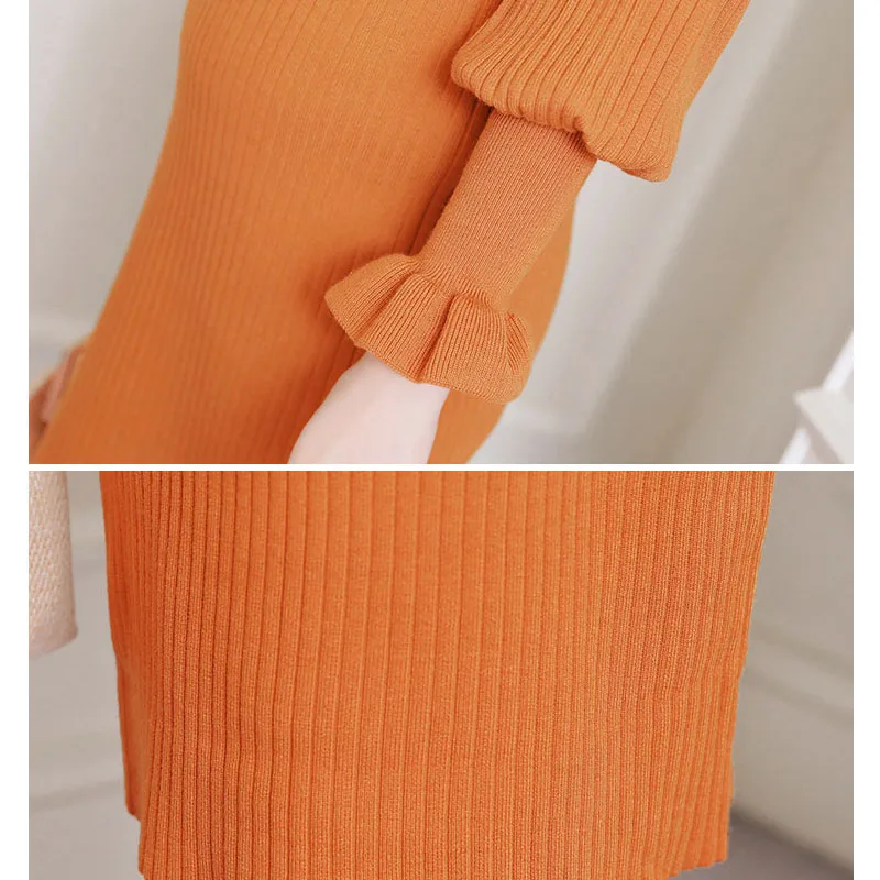 Осенне-Весенние длинные вязаные платья для беременных приталенная повседневная