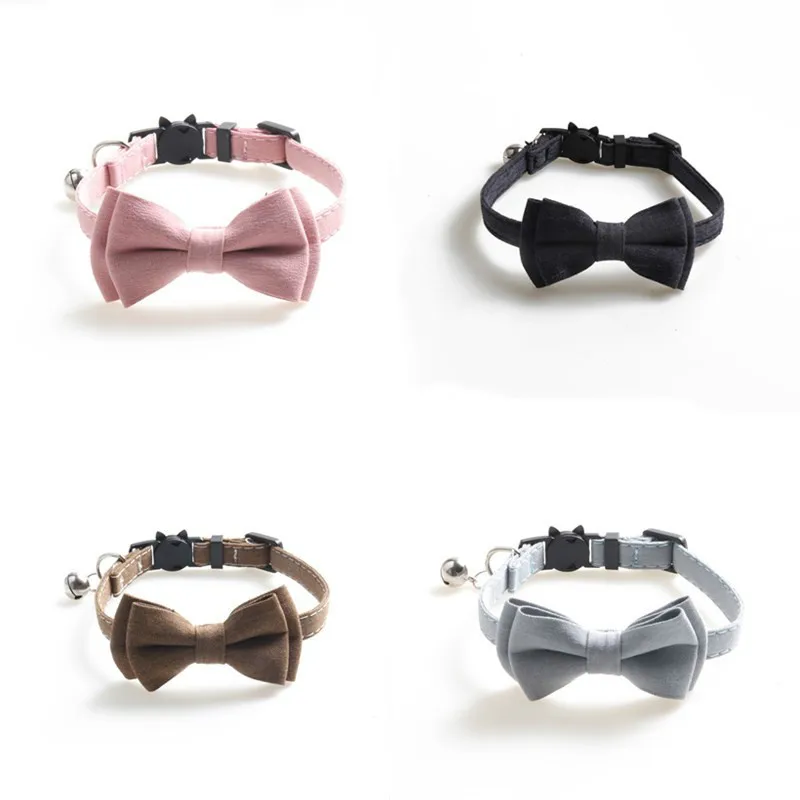

1 шт. Новый бант для питомца, ошейники для маленьких кошек, Регулируемая пряжка, галстук-бабочка, ошейник для щенков, Женский ошейник с колоко...