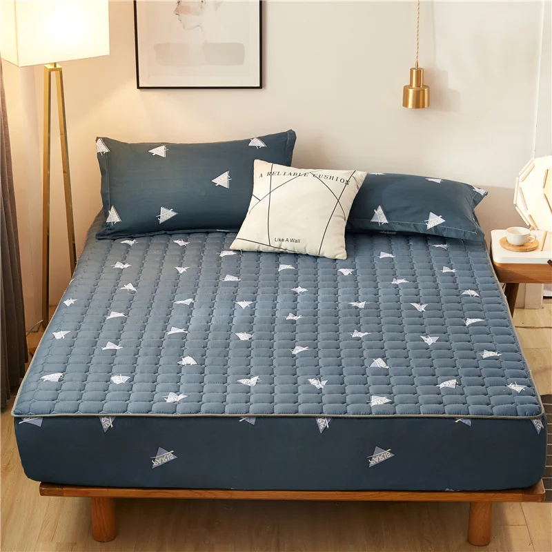 

Thicken Quilted Mattress Cover King Queen Quilted Bed Fitted Bed Sheet Anti-Bacteria Mattress Topper Air-Permeable Bed Pad