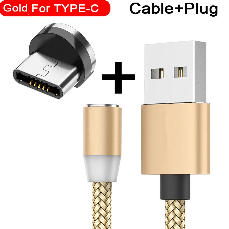 For Type C Gold Магнитный usb-кабель для быстрой зарядки USB type C кабель магнитное зарядное устройство для зарядки данных Micro usb кабель мобильного телефона кабель USB шнур - Цвет: For Type C Gold