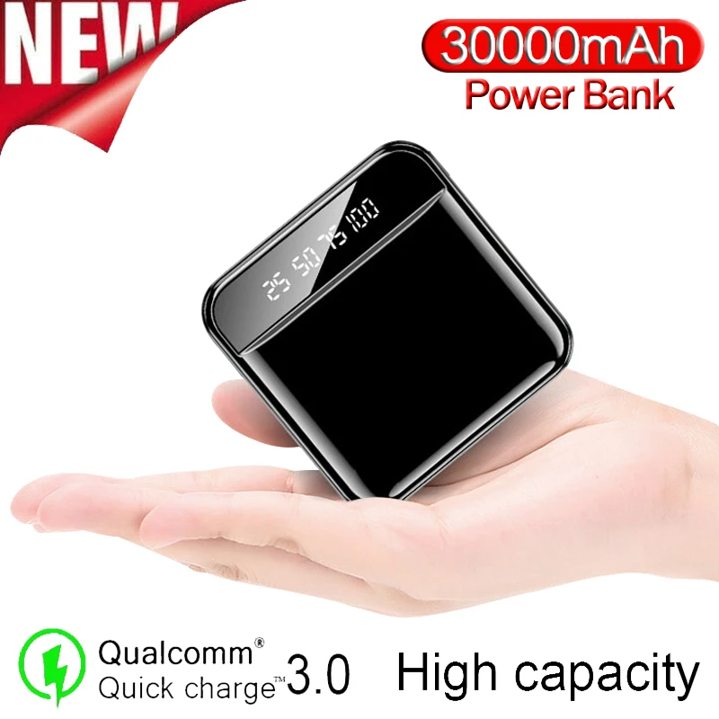 Мини Внешний аккумулятор 30000 мАч портативное зарядное устройство для телефона