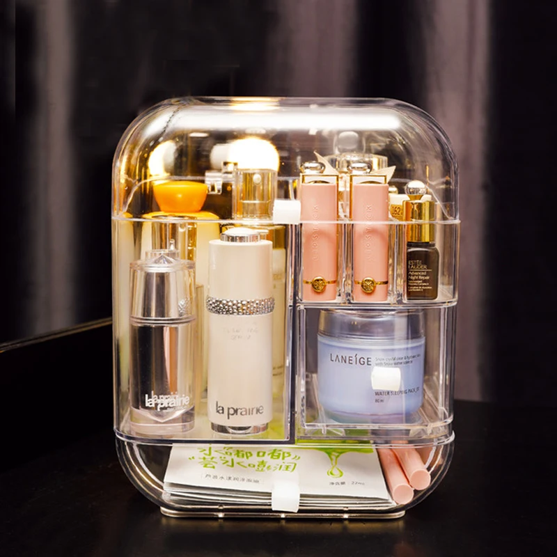 

Transparent Cosmetic Organizer Creative Makeup Storage Box Protable Desktop Organizer Drawer Storage Bins Waterproof Beauty Box