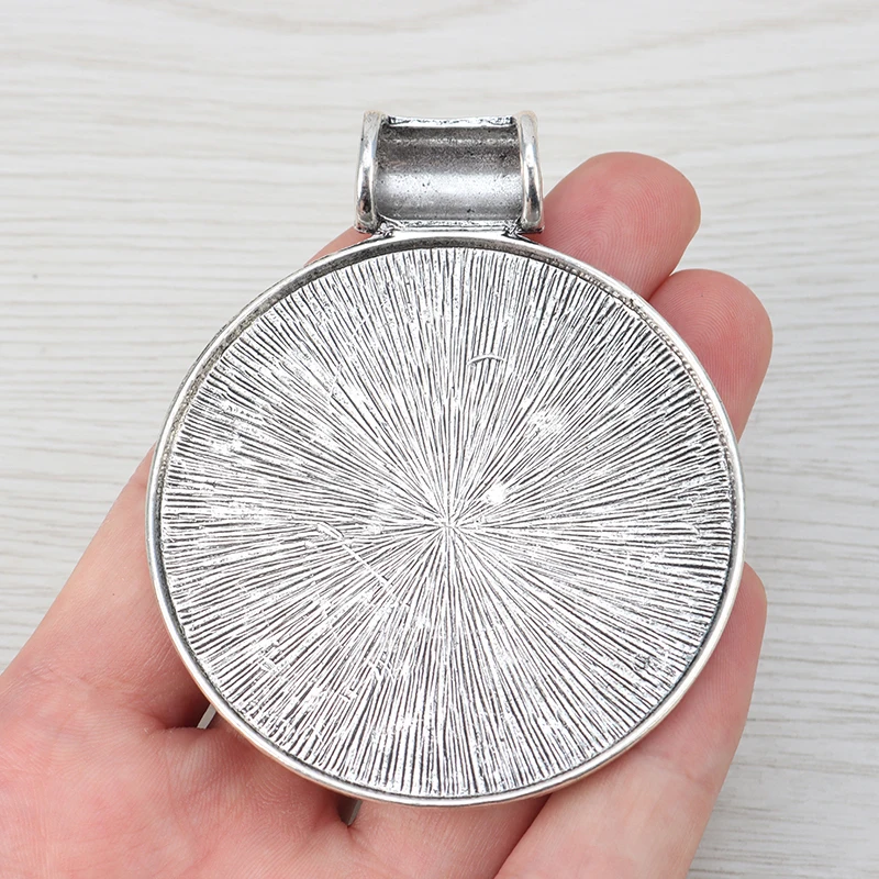 2 x старинное серебро Boho чешские большой круглый медальон Подвески для Цепочки и