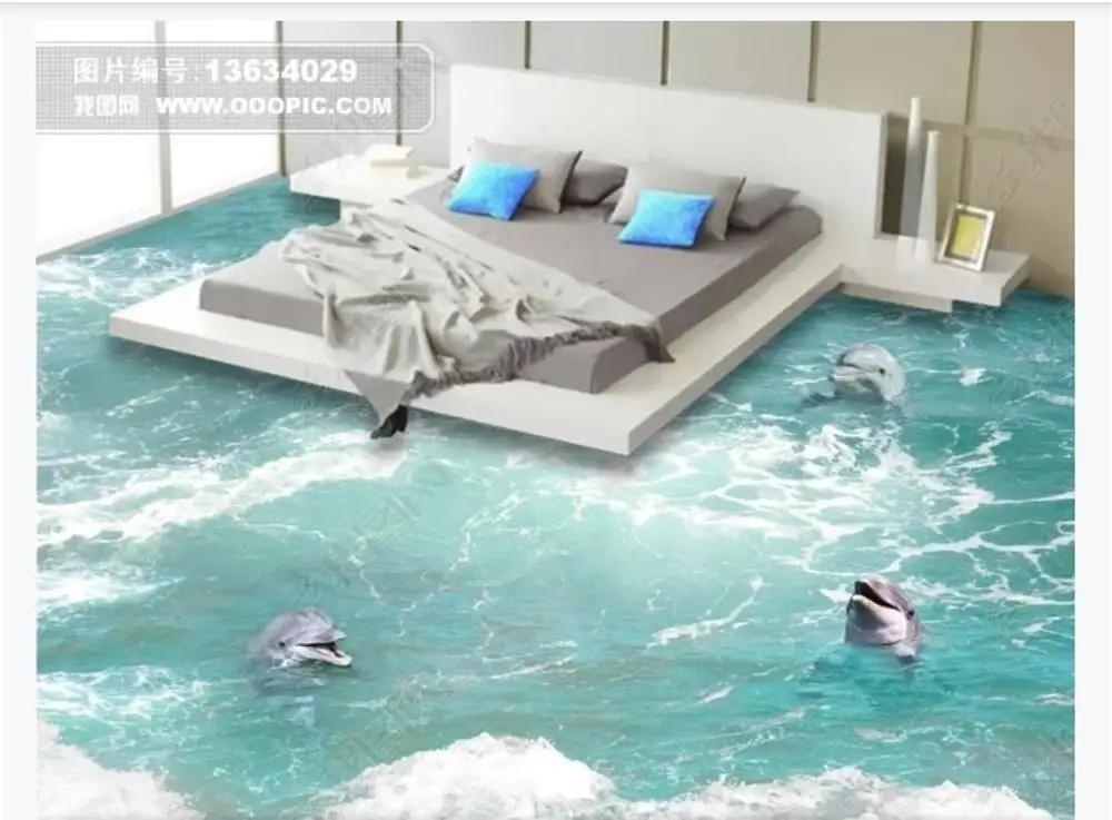 3D обои на заказ ПВХ самоклеящиеся водонепроницаемые океанские дельфины в волнах