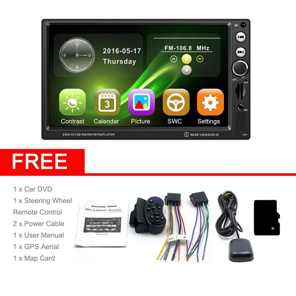SWM 8013G 7 Inch Large Screen GPS Navigation Car DVD Vehicle Audio Video Player Support Brake Prompt Mini TF - Цена: 6 955,00 руб.