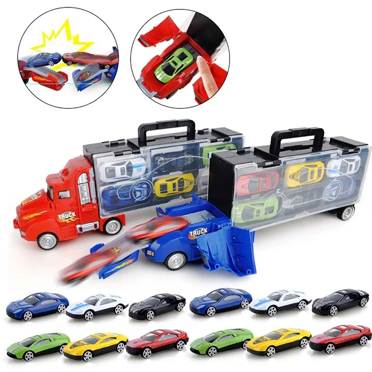 

Big Transport Car Container Carrier Big Truck Vehicles Toys With Mini Diecast Cars Model Toys For Children Boys Birthday Gifts