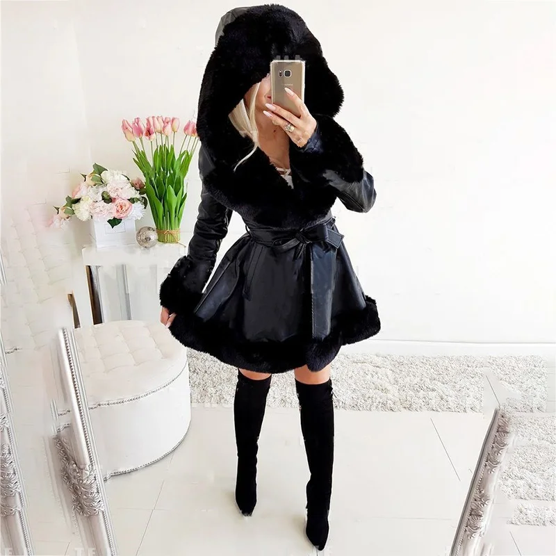 

Women's 2021 Winter Parka Coats Long Cotton Casual Fur Hooded Jackets Women Thick Warm Winter Parkas Female Overcoat Skirt Coat