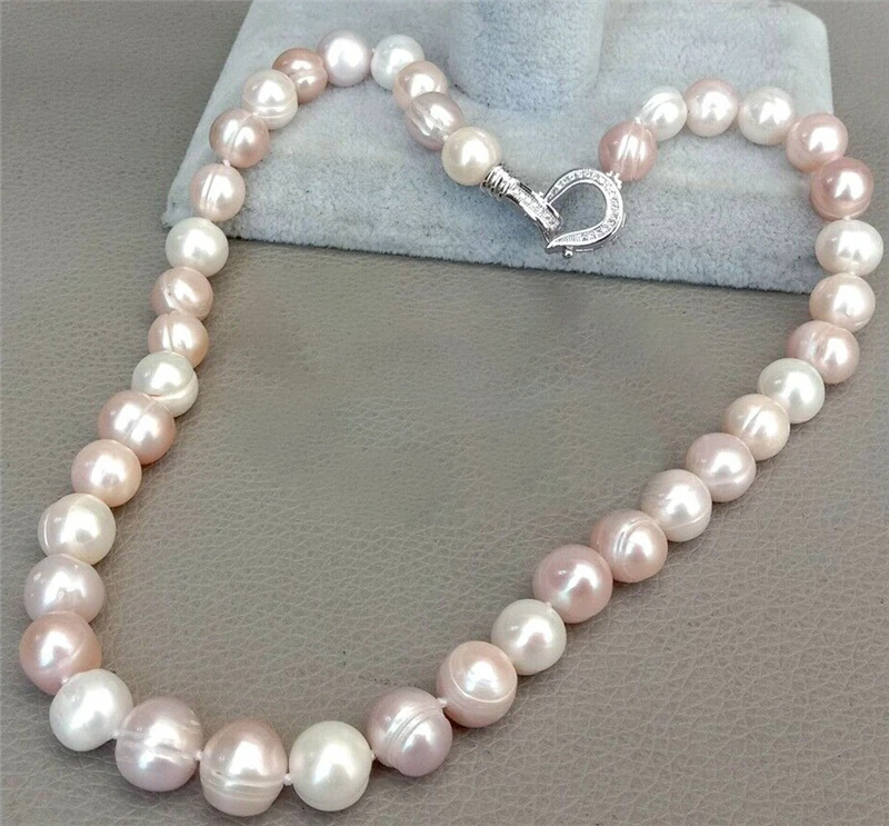 

HABITOO Natural 10-11mm Multicolor Freshwater Round Pearl Necklace 17inches Simple Classic Jewelry For Women Daily Party Wear