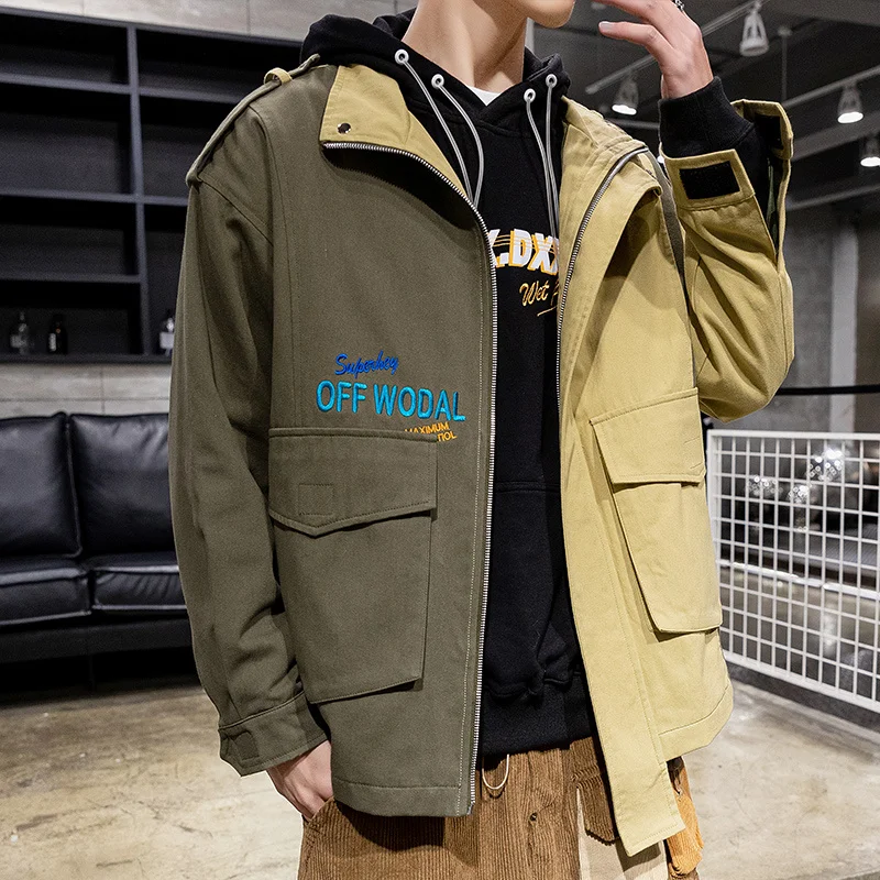 Повседневная мужская куртка в стиле хип-хоп уличная одежда пэчворк модное