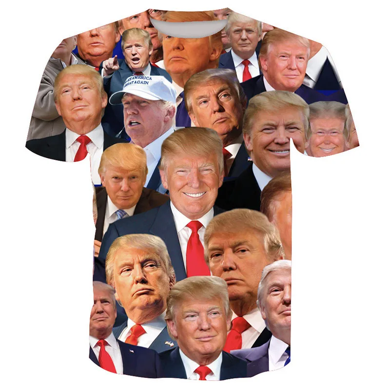 Футболка Горячая Трамп 3D Slim Fit брендовая одежда Повседневная Уличная Мужская футболка Мода 2019 Дональд