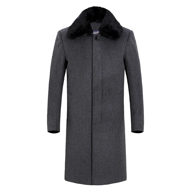 2021 Мужское шерстяное пальто Зимнее длинное Кашемировое Теплое кашемир бушлат