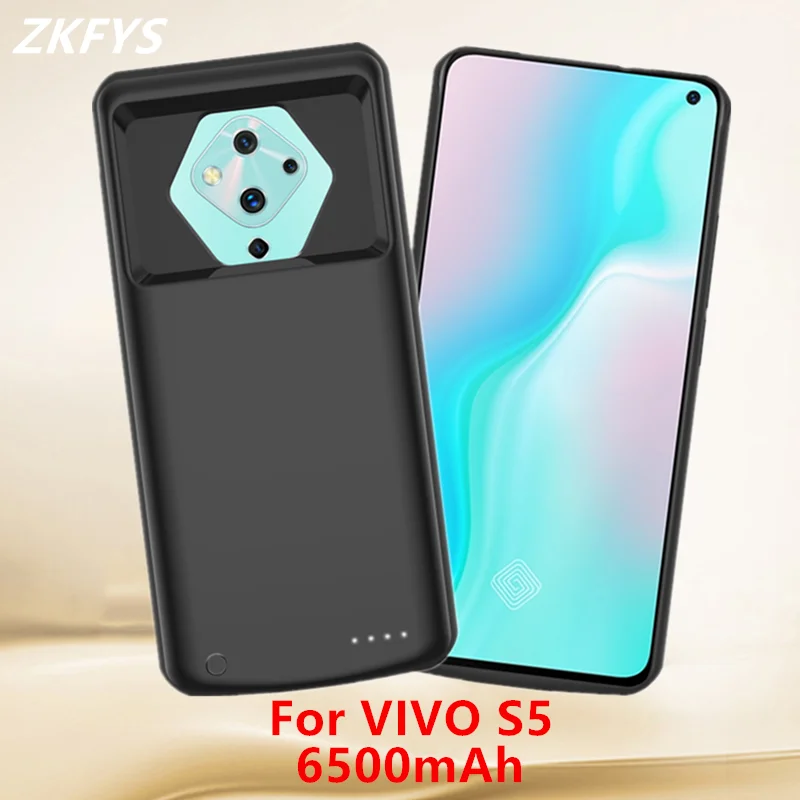 

ZKFYS Battery Charger Cases For VIVO S5 Battery Cover 6500mAh Portable Power Bank Case Silicone External Battery Charging Case