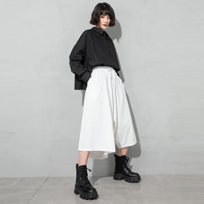 

Black Striped High Elastic Waist Harem Pants Women New Plus Szie Loose Casual Pants 2021 Spring Summer Fashion Streetwear