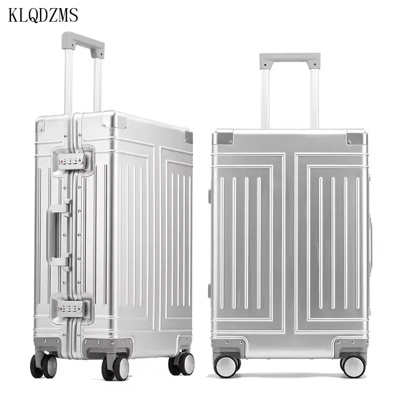 KLQDZMS 20''24''26''29 Inch Roller Suitcase All Aluminum Alloy Trolley Luggage Bag High Quality Large Capacity Suitcase Male