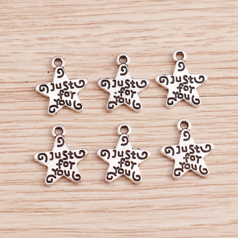 

60pcs 11*13mm Zinc Alloy Star Charms for Making Cute Drop Earrings Pendants Necklaces DIY Keychain Jewelry Findings Accessories