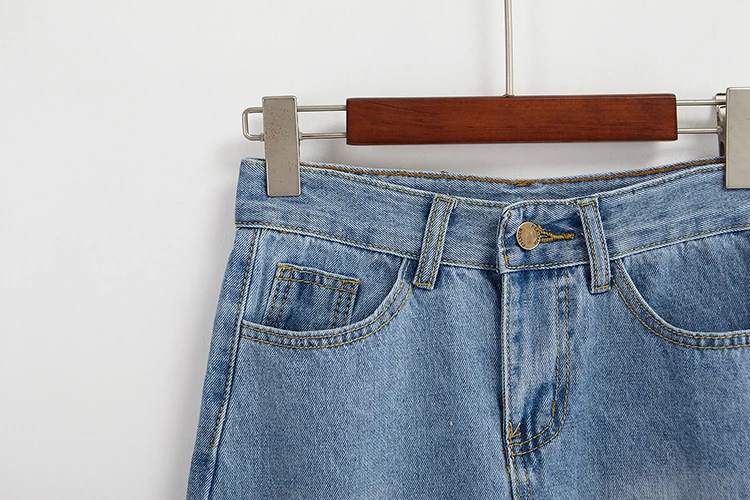 Джинсовая юбка TingYiLi с высокой талией рваная Корейская школьная мини-юбка