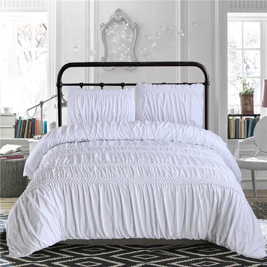 

2021 Hot Style 2 or 3pcs Pure Color Printing Soft Duvet Cover Sets 1 Quilt Cover + 1/2 Pillowcases Single Twin Full Queen King