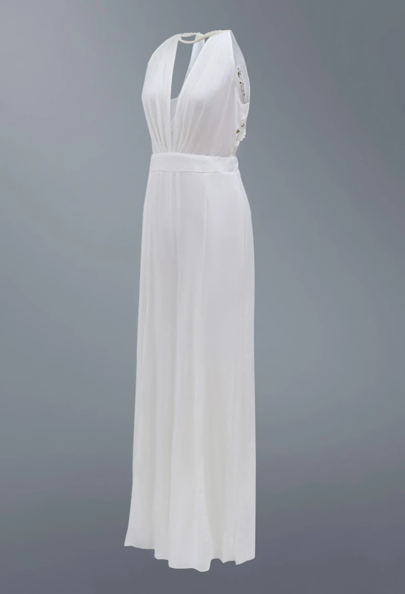 

2021 European and American new women's dress, sexy deep V hanging neck jumpsuit, casual trousers