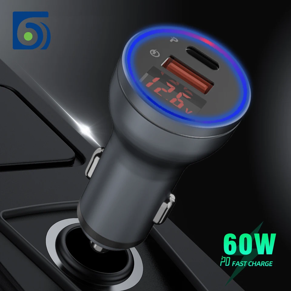 Автомобильное зарядное устройство Byscoon 60 Вт USB Type C быстрая зарядка 4 0 PD 3 для