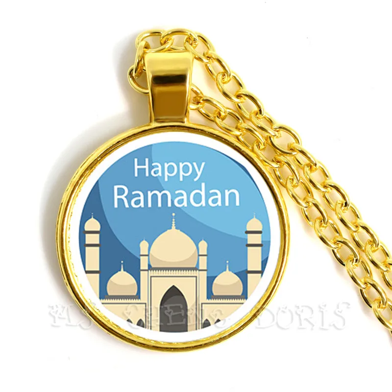 Счастливое Рамадан ожерелье 25 мм стеклянный купол Кабошон Арабский