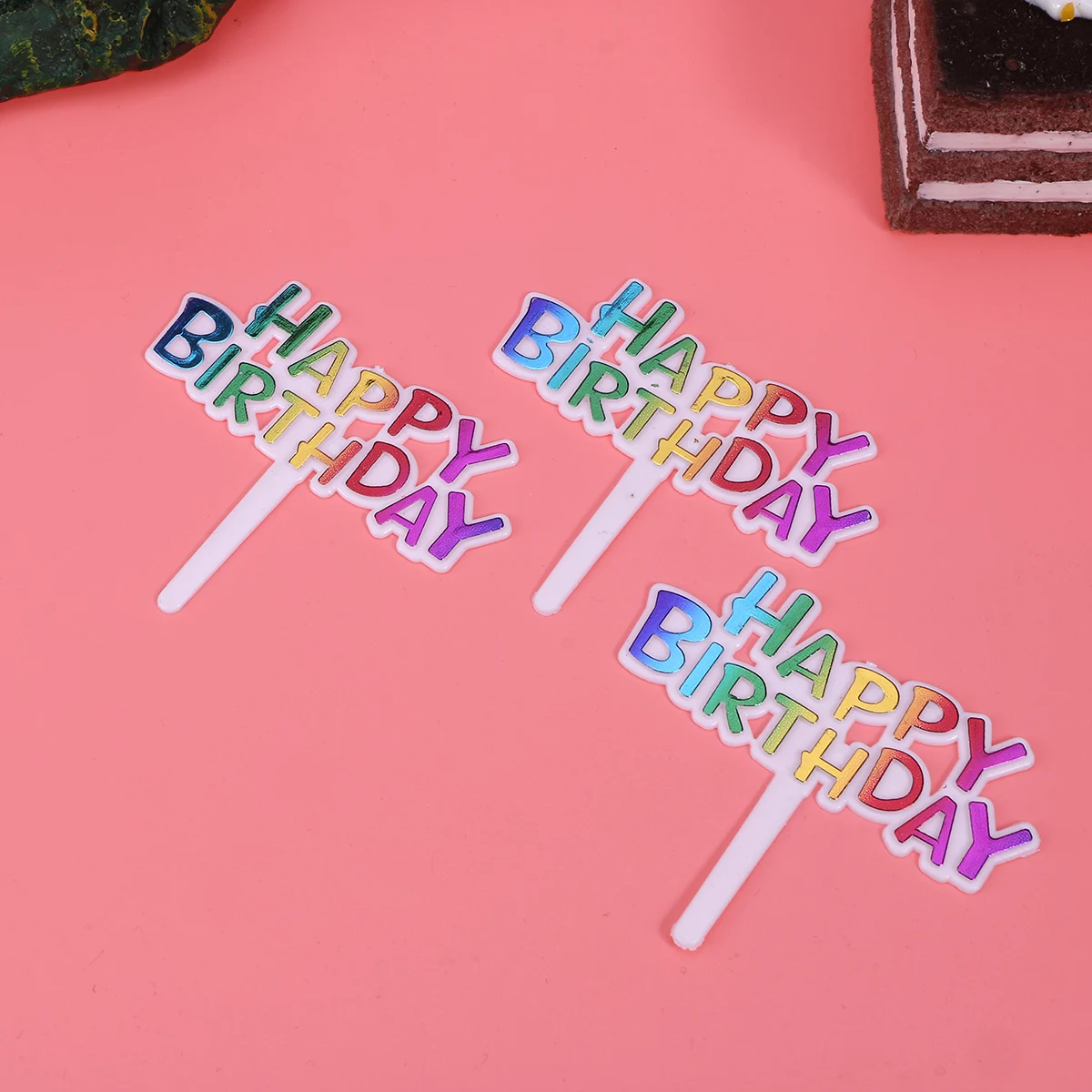 100 шт Красочный Топпер для торта С Днем Рождения буквы пластиковые топперы