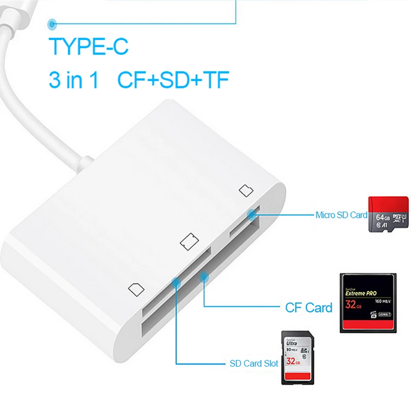 Универсальный адаптер для чтения карт Micro SD с USB-C типа C аудио кабель Macbook LaptopSamsung
