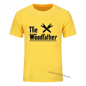 Men's Vintage Tops T Shirt The Woodfather Carpenter Worker Print Funny T Shirts Hip Hop Streetwear Black T Shirt Man