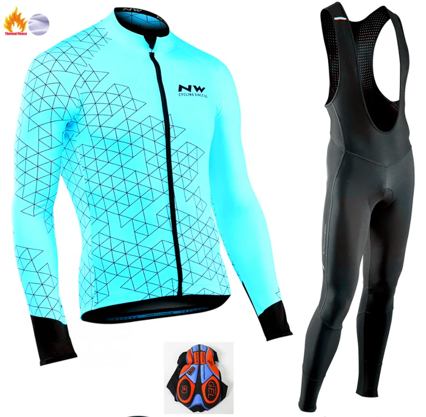 Winter Cycling Suit Ropa ciclismo теплый зима Термальность флис велосипедная одежда Для Мужчин's Велоспорт Джерси костюм для прогулок верховой езды на велосипеде, MTB Костюмы комбинезон, комплект - Цвет: Winter Cycling Suit