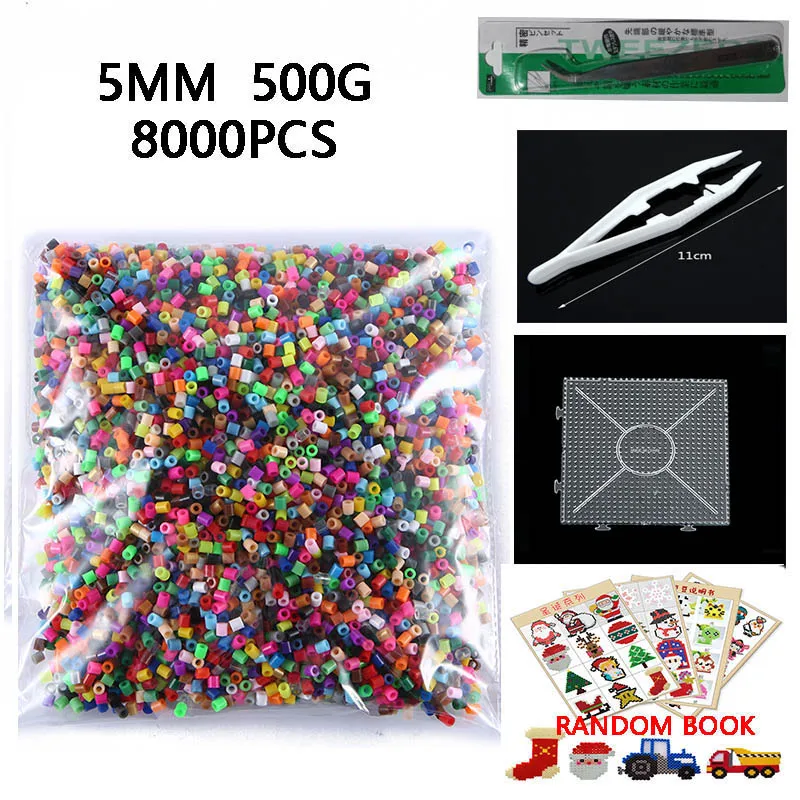 

500g 8000pcs 5mm Hama Beads (1 Template+3 IronPaper+2 Tweezers)Mini Hama Fuse Beads Diy Kids Educational Toys Free shipping