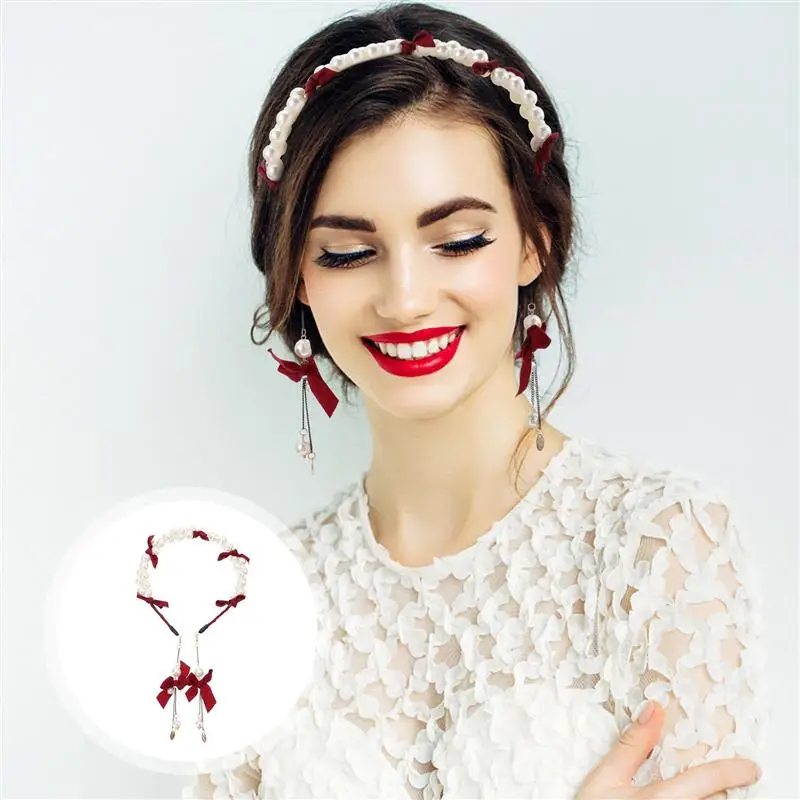 

Elegant Pearl Hair Hoop Tassel Hair Band Elegant Necklace Hair Accessory