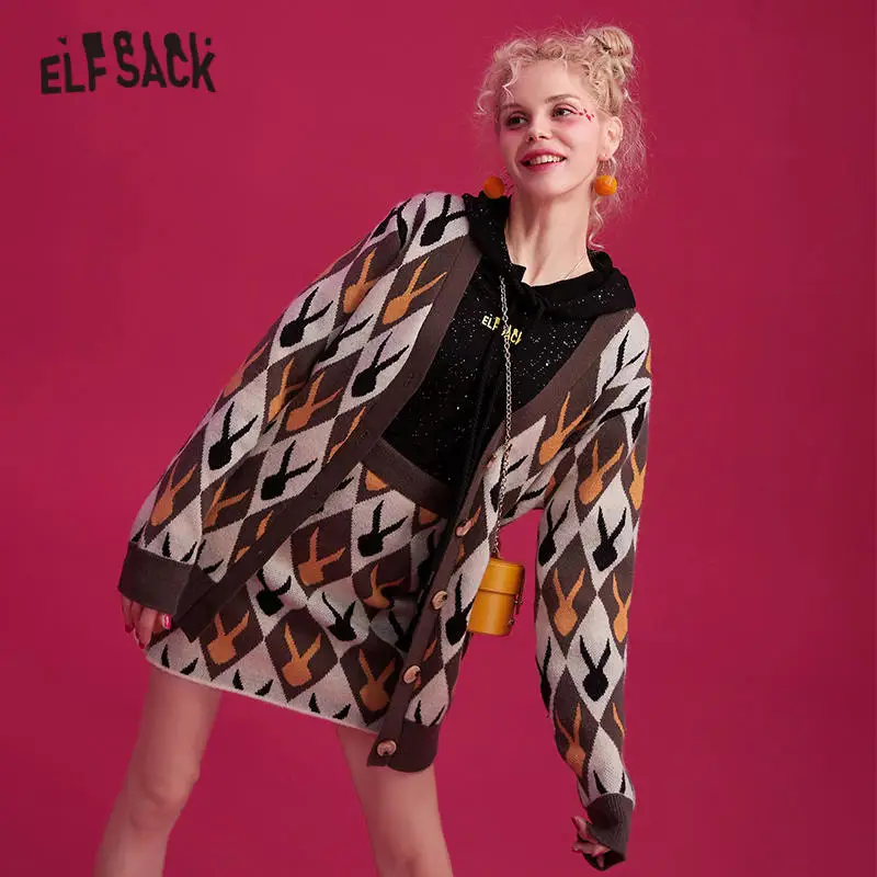 Женский Повседневный комплект ELFSACK красный трикотажный с разноцветными