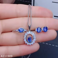 kjjeaxcmy boutique jewelry 925 sterling silver inlaid natural sapphire necklace ring earring fine female suit support exquisite