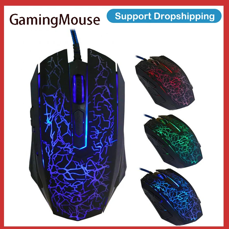 2021 Новая оптическая проводная игровая мышь с подсветкой RGB, профессиональная, цветная с подсветкой, 6 кнопок, 4000 DPI для геймера ПК и ноутбука.