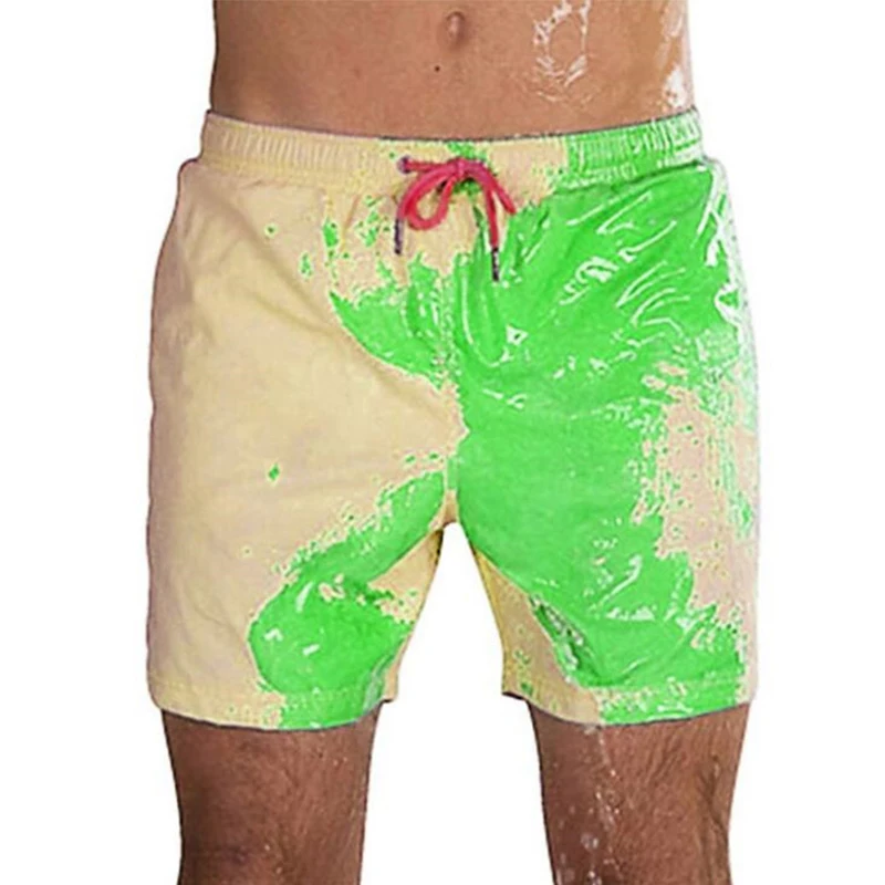 

Men Magical Color Changing Beach Shorts Swimming Short Trunks Summer Swimsuit Swimwear Shorts Quick Dry Men Shorts