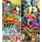 Набор для алмазной вышивки 5D сделай сам, картина с изображением животных, кошки, собаки, попугая, полная выкладка, мозаика для настенного декора