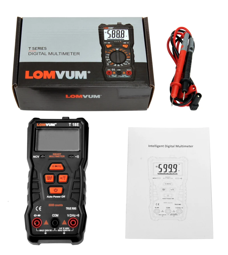 LOMVUM мультиметр True RMS 6000 отсчетов Высокоточный цифровой мультиметр NCV умный мультиметр Авто Диапазон AC/фонарик постоянного тока