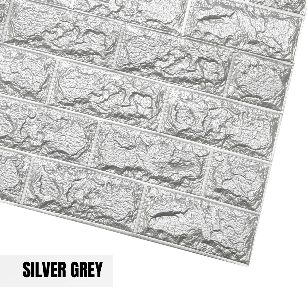 Sliver 3D наклейки на кирпичную стену для гостиной, водостойкая пена, для спальни, DIY, самоклеющиеся обои, художественные настенные наклейки для дома - Цвет: Sliver